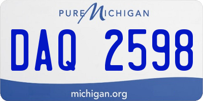 MI license plate DAQ2598