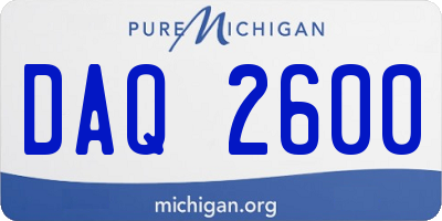 MI license plate DAQ2600
