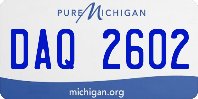 MI license plate DAQ2602