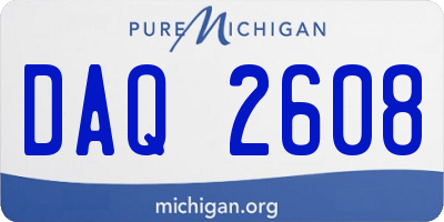 MI license plate DAQ2608