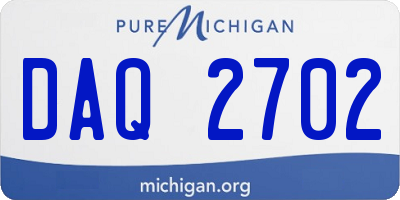 MI license plate DAQ2702