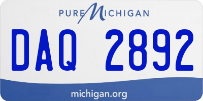 MI license plate DAQ2892
