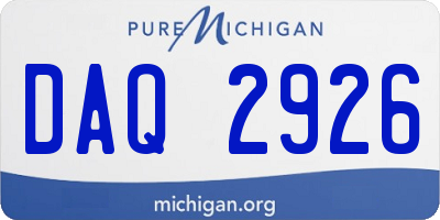 MI license plate DAQ2926