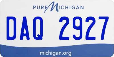 MI license plate DAQ2927