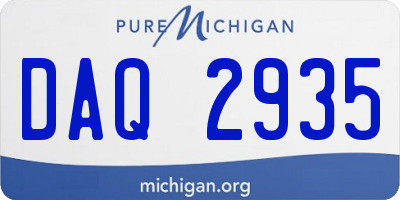 MI license plate DAQ2935