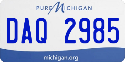 MI license plate DAQ2985