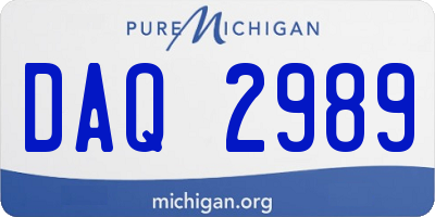 MI license plate DAQ2989