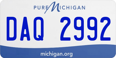 MI license plate DAQ2992