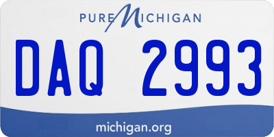 MI license plate DAQ2993