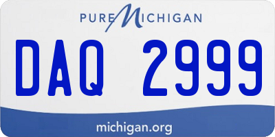 MI license plate DAQ2999