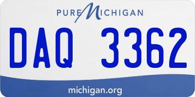 MI license plate DAQ3362