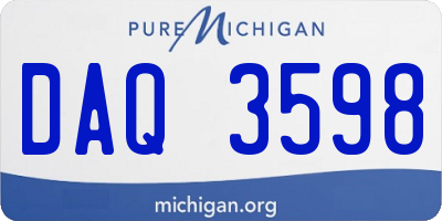 MI license plate DAQ3598