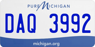 MI license plate DAQ3992