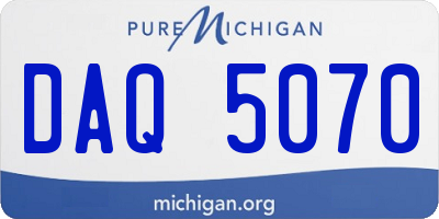 MI license plate DAQ5070