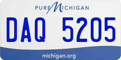 MI license plate DAQ5205