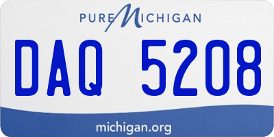 MI license plate DAQ5208