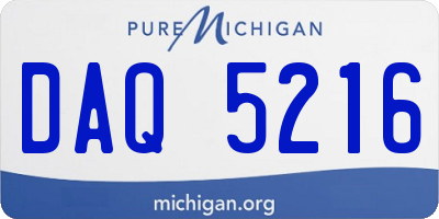 MI license plate DAQ5216