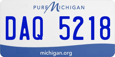 MI license plate DAQ5218