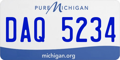 MI license plate DAQ5234