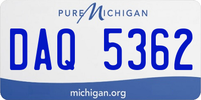 MI license plate DAQ5362