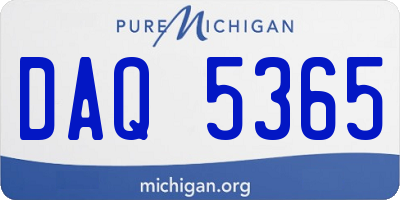 MI license plate DAQ5365