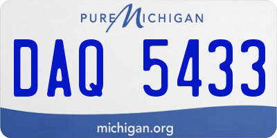 MI license plate DAQ5433