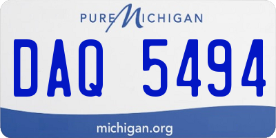 MI license plate DAQ5494
