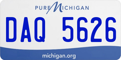 MI license plate DAQ5626