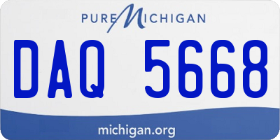 MI license plate DAQ5668