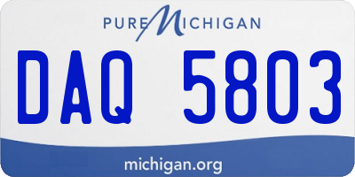 MI license plate DAQ5803