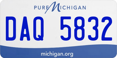 MI license plate DAQ5832