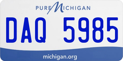 MI license plate DAQ5985