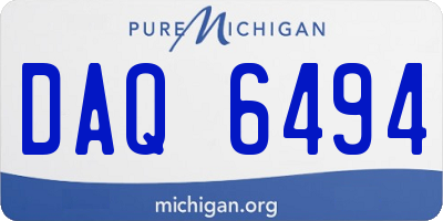 MI license plate DAQ6494