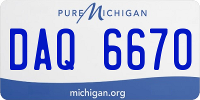 MI license plate DAQ6670