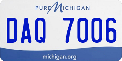 MI license plate DAQ7006