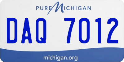 MI license plate DAQ7012