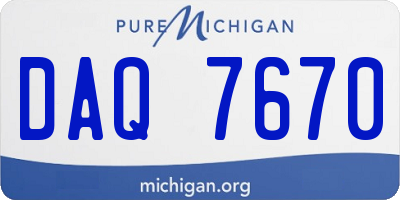 MI license plate DAQ7670