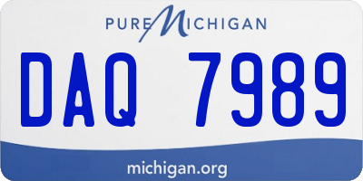 MI license plate DAQ7989