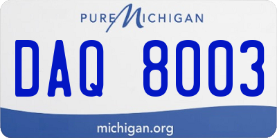 MI license plate DAQ8003