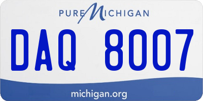 MI license plate DAQ8007