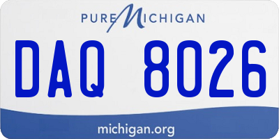MI license plate DAQ8026