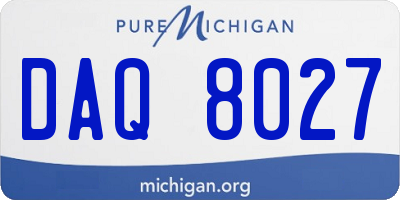 MI license plate DAQ8027