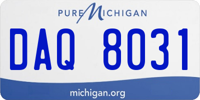 MI license plate DAQ8031