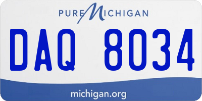 MI license plate DAQ8034