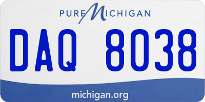 MI license plate DAQ8038