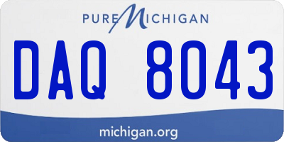 MI license plate DAQ8043