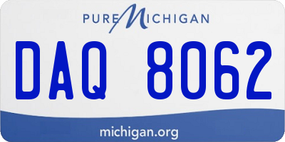 MI license plate DAQ8062