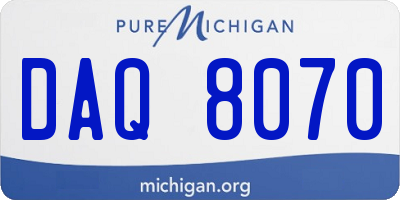 MI license plate DAQ8070