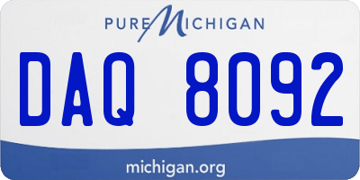 MI license plate DAQ8092
