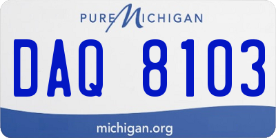 MI license plate DAQ8103